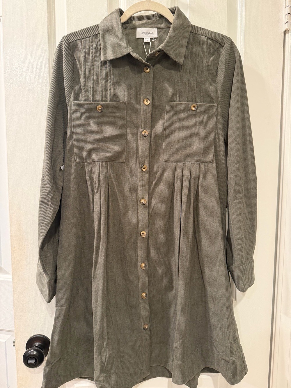 Long Sleeve Button-Up Corduroy Shirt Dress NWT - Picture 6 of 8
